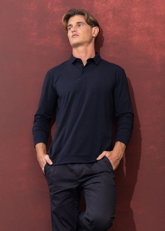 Casual wear self collar L/S T-shirt