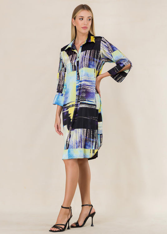 Printed shirt dress