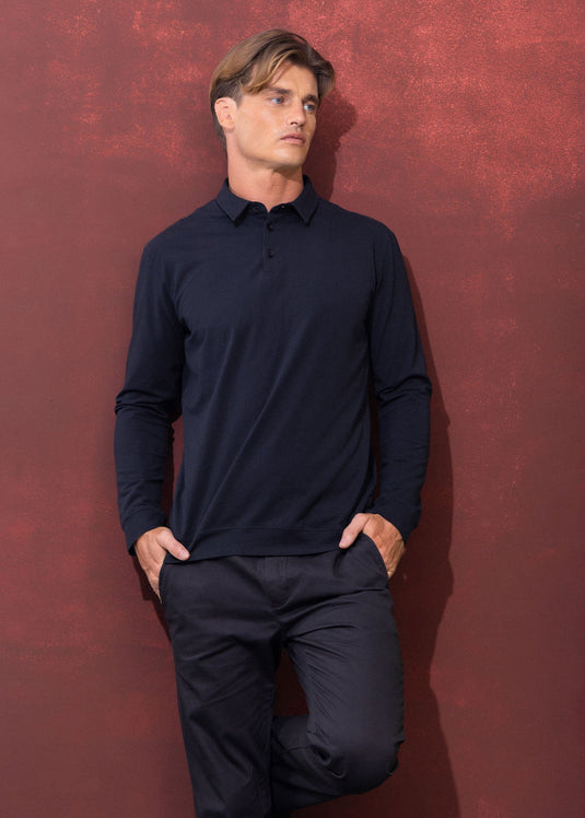 Casual wear self collar L/S T-shirt