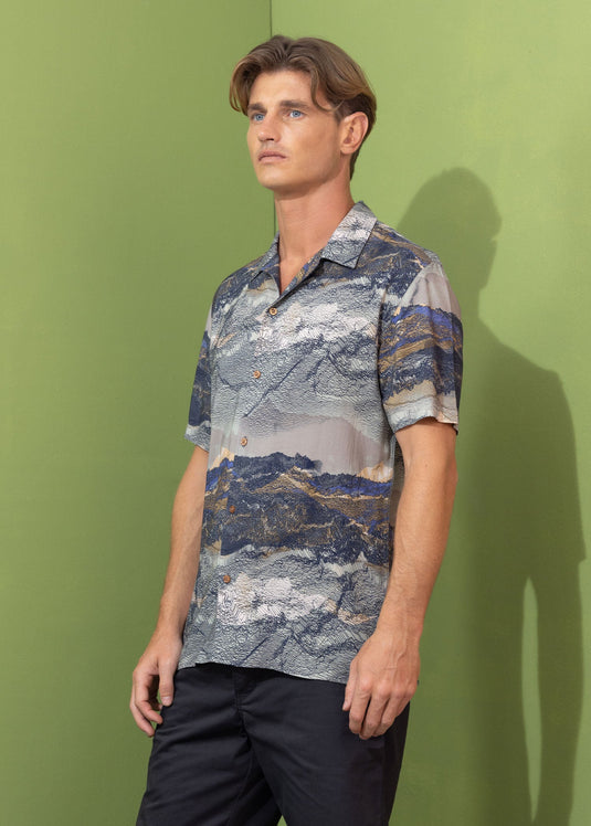 Casual wear printed cuban collar s/s shirt