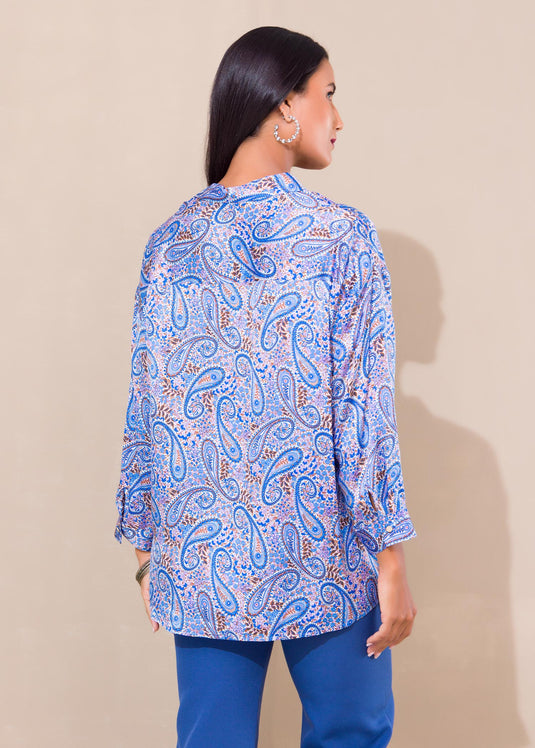 Printed drop shoulder blouse