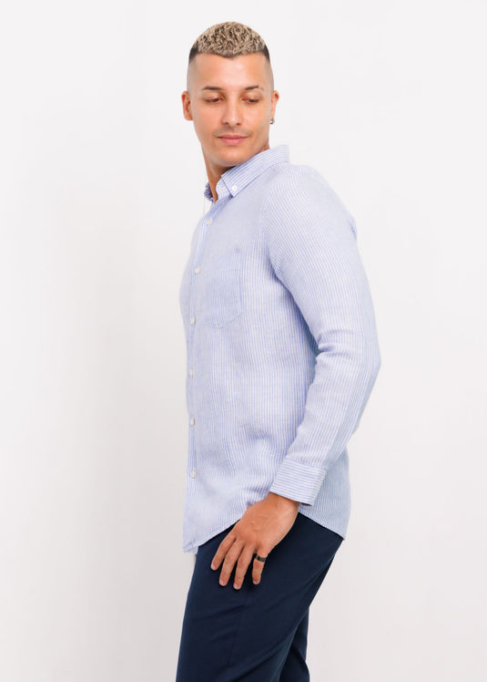 Casual Wear Stripe Linen L/S Shirt