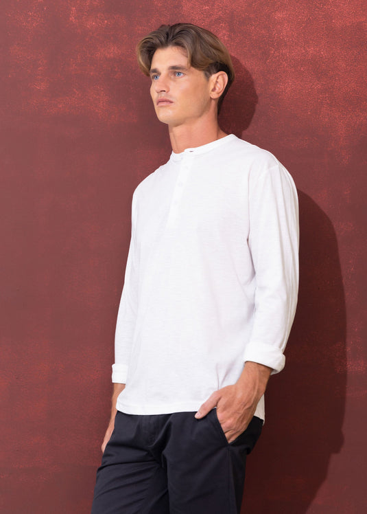 Casual wear manderin  collar L/S T-shirt