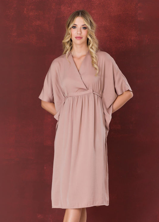 Kaftan dress with front cross over panel