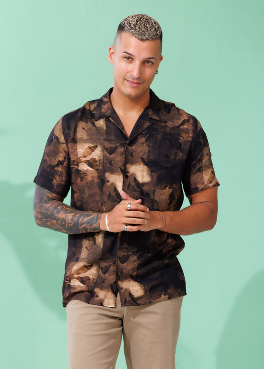 Printed Cuban Collar Shirt