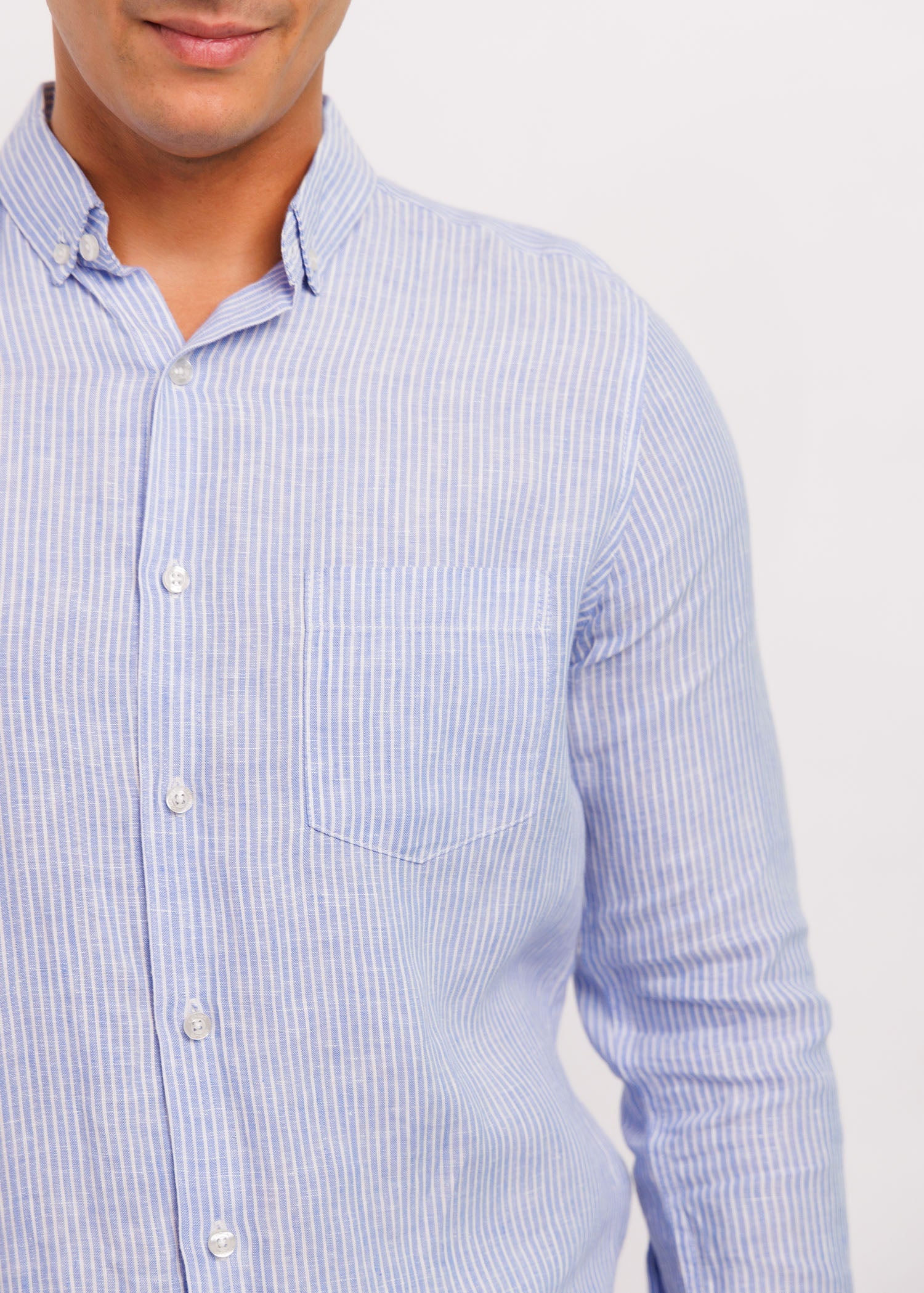 Casual Wear Stripe Linen L/S Shirt