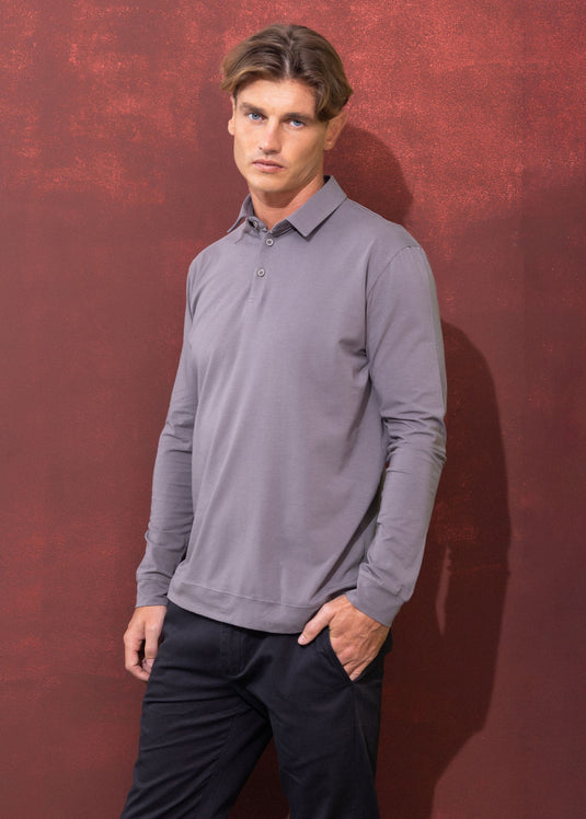 Casual wear self collar L/S T-shirt