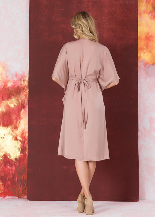 Kaftan dress with front cross over panel