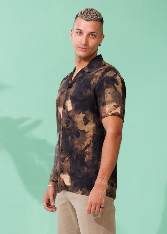 Printed Cuban Collar Shirt