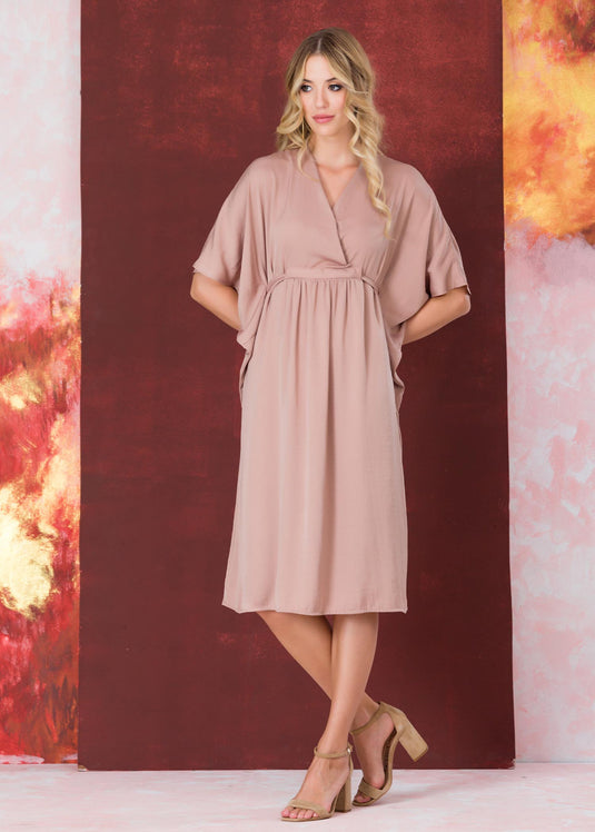 Kaftan dress with front cross over panel