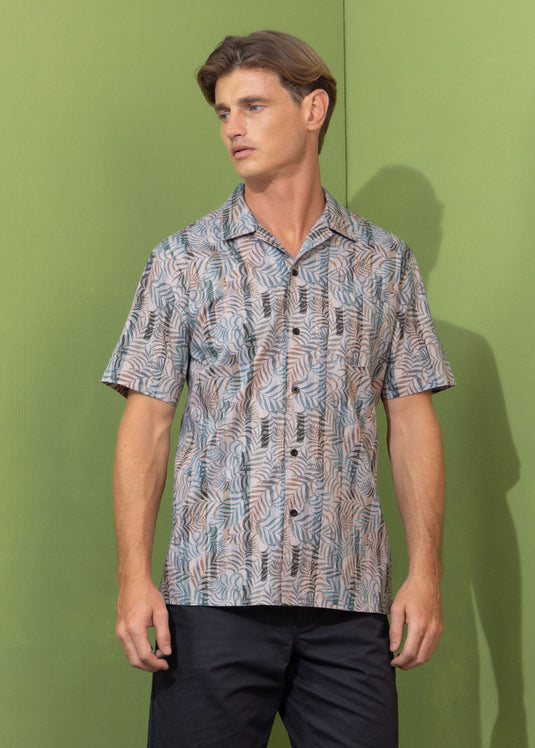 Casual wear printed cuban collar s/s shirt