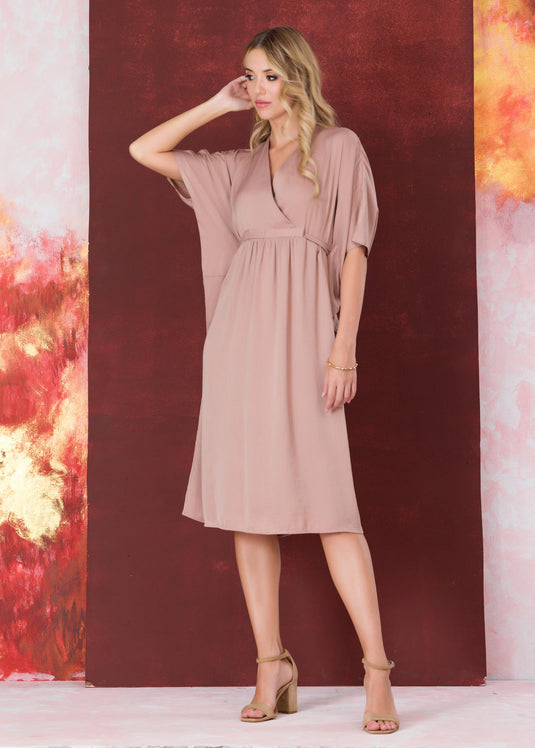 Kaftan dress with front cross over panel