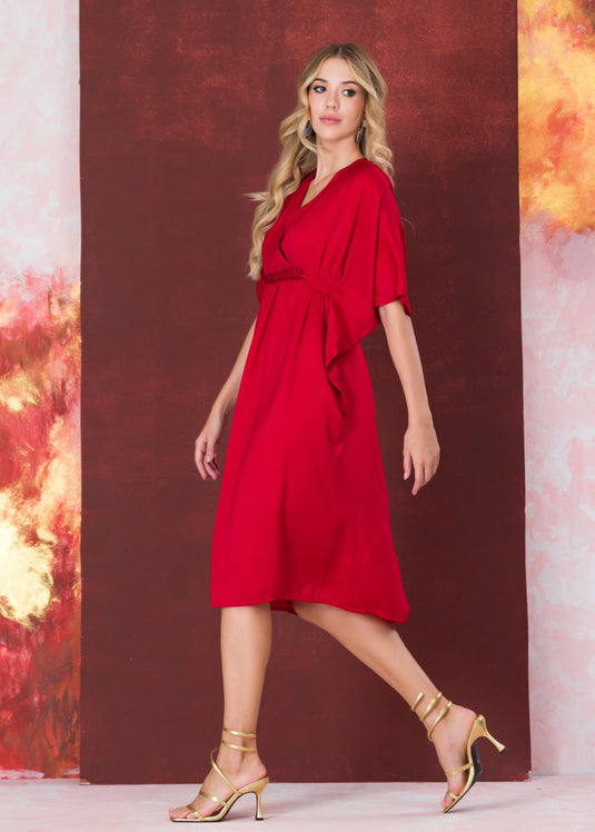 Kaftan dress with front cross over panel