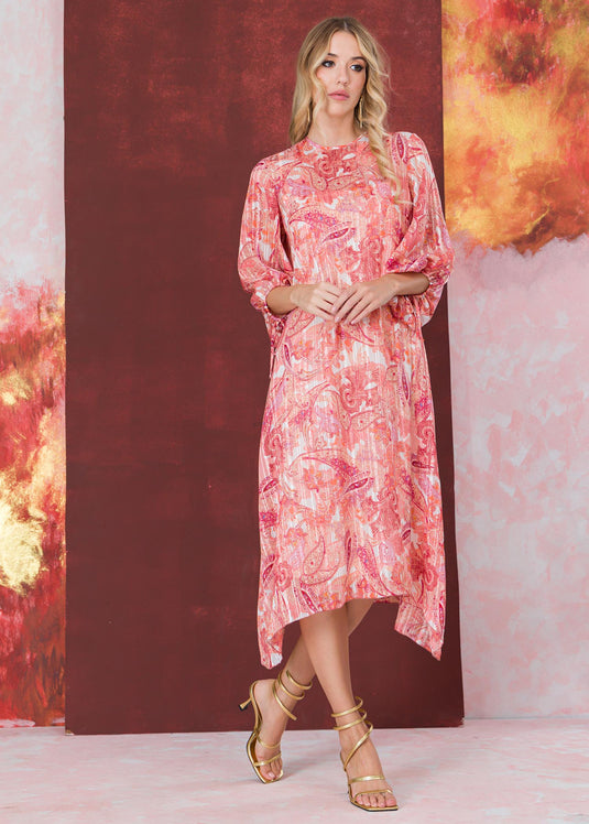 Printed flowty dress with tie detail