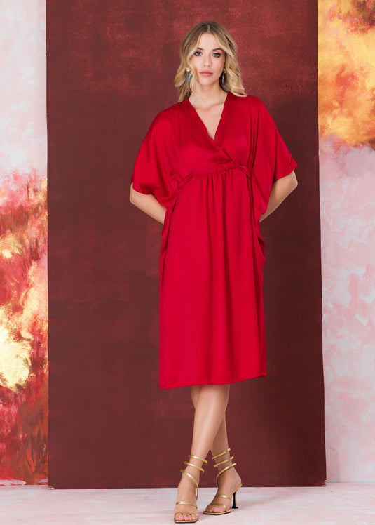 Kaftan dress with front cross over panel