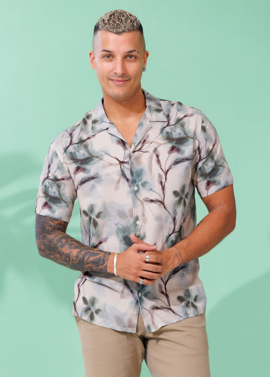 Printed Cuban Collar Shirt
