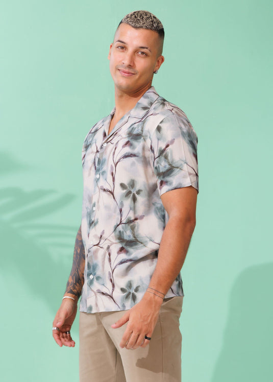 Printed Cuban Collar Shirt
