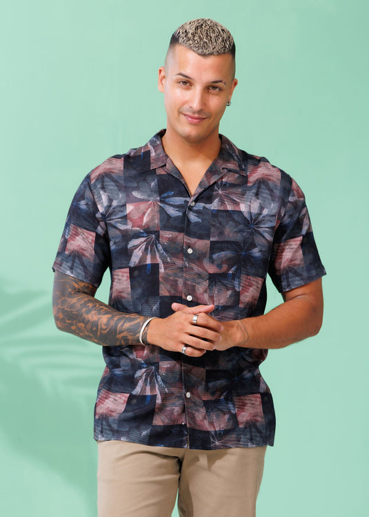 Printed Cuban Collar Shirt