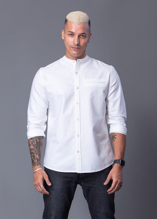 Casual Wear Manderin Collar  L/S Shirt