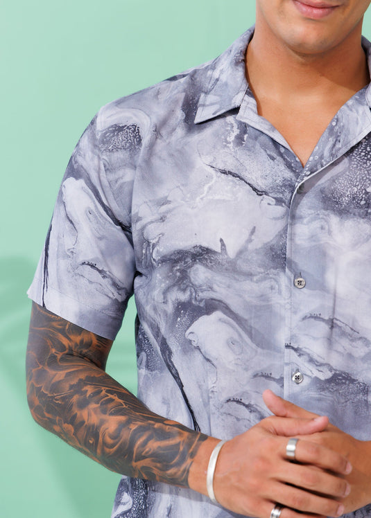 Printed Cuban Collar Shirt