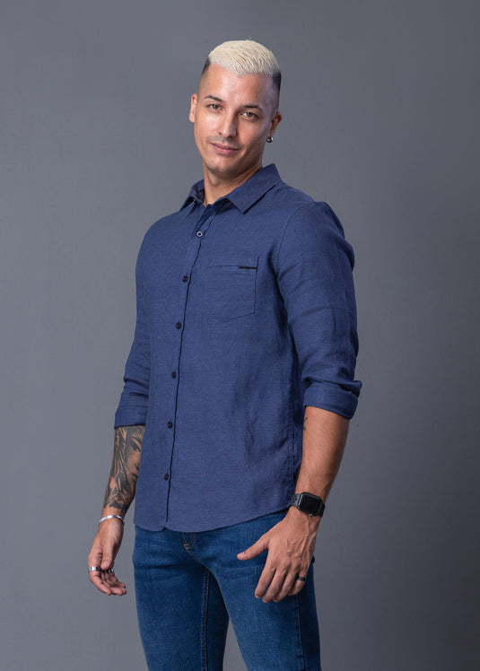 Casual Wear L/S Shirt with Detailed Pkt