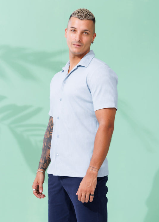 Knitted Cuban Collar S/S Shirt