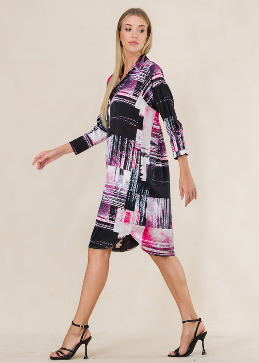 Printed shirt dress