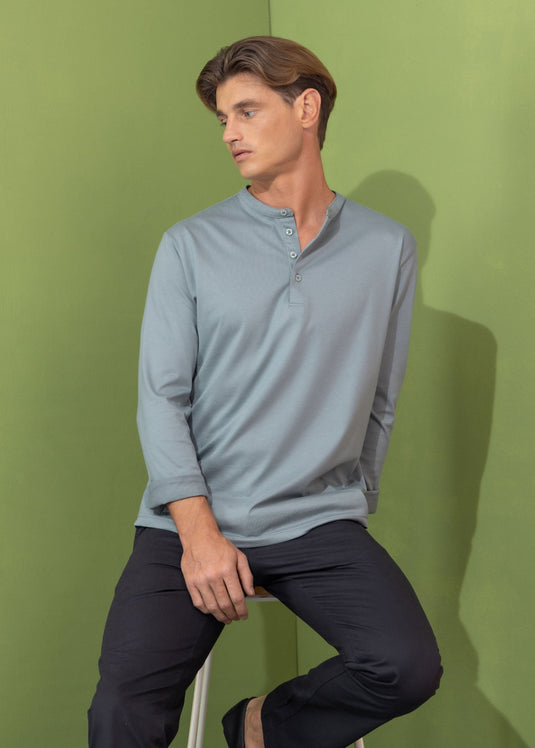 Casual wear manderin  collar L/S T-shirt