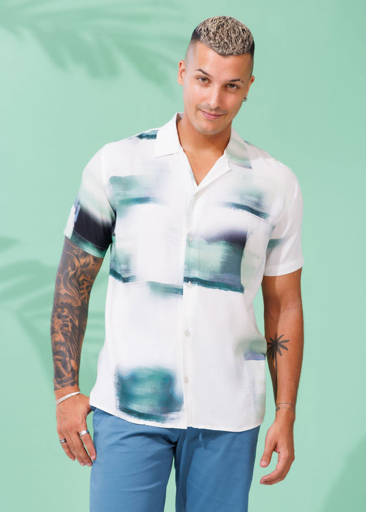 Printed Cuban Collar Shirt