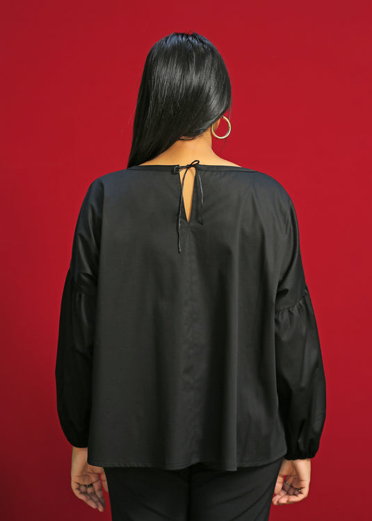 Adjustable Neckline  top with dropped shoulder sleeves