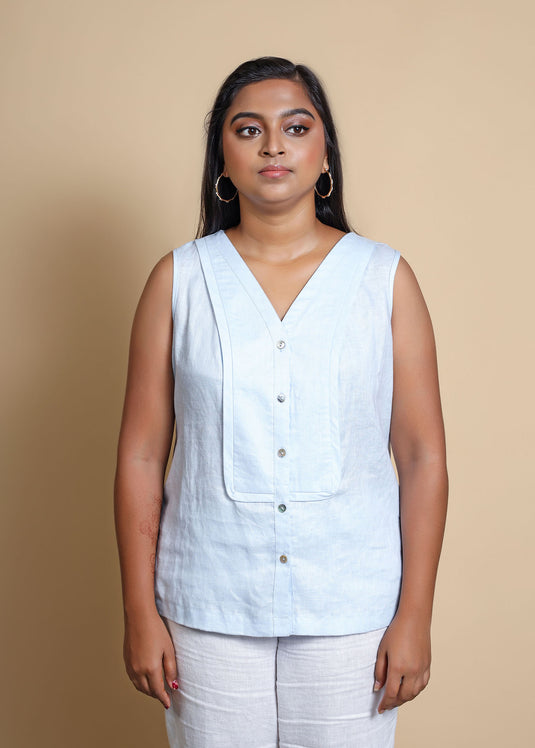 Sleeveless Top With Elongated Yoke