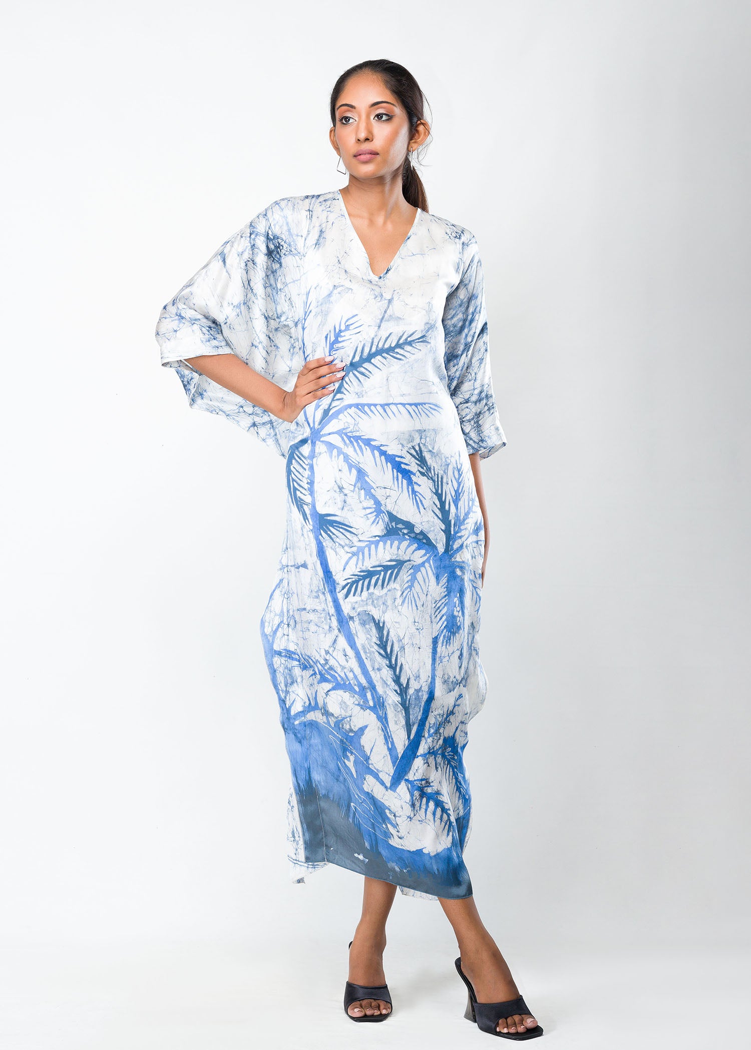 Tropical Print Batik Silk Dress
