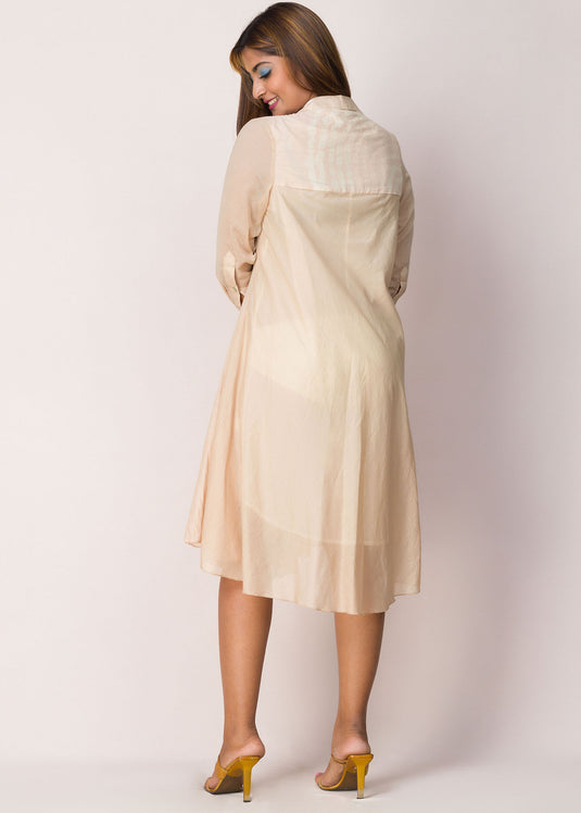 Long Sleeves Shibori Flared Dress