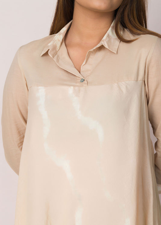 Long Sleeves Shibori Flared Dress