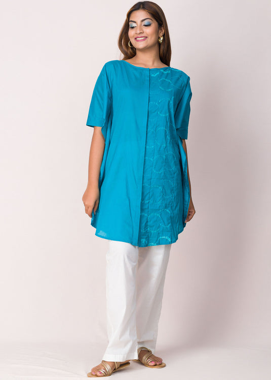 Short sleeve turkish blue Batik kaftan