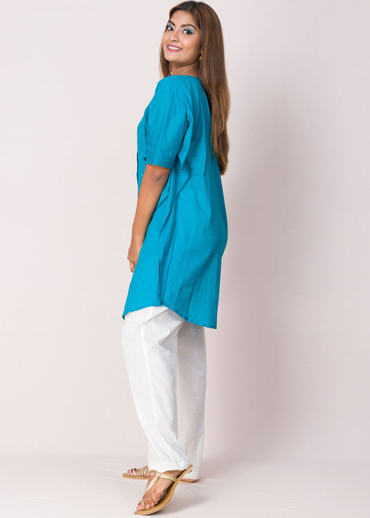 Short sleeve turkish blue Batik kaftan