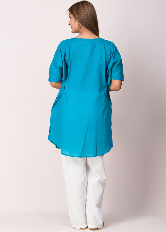 Short sleeve turkish blue Batik kaftan
