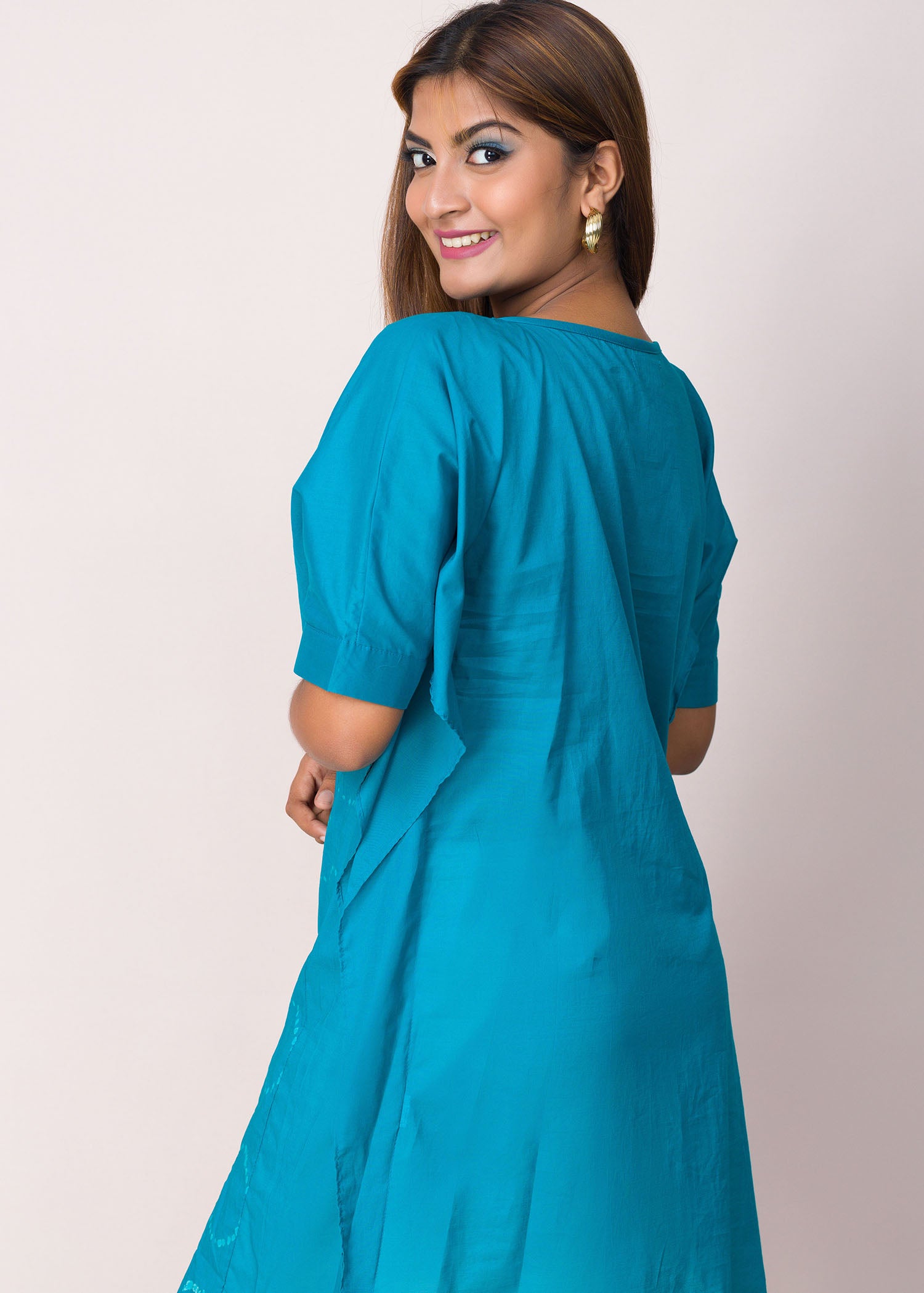 Short sleeve turkish blue Batik kaftan
