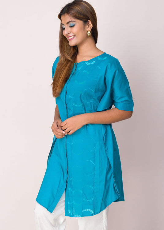 Short sleeve turkish blue Batik kaftan