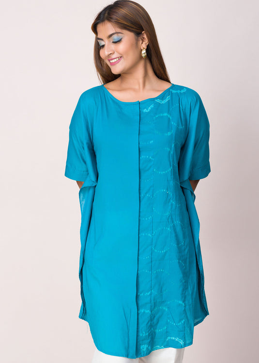 Short sleeve turkish blue Batik kaftan