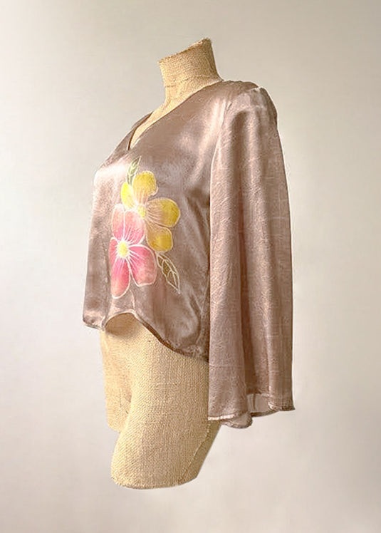 Brown Floral Silk Top