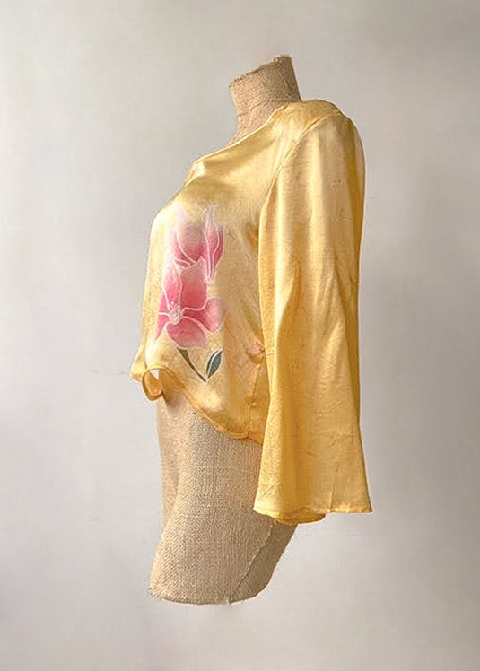 Yellow Floral Silk Top