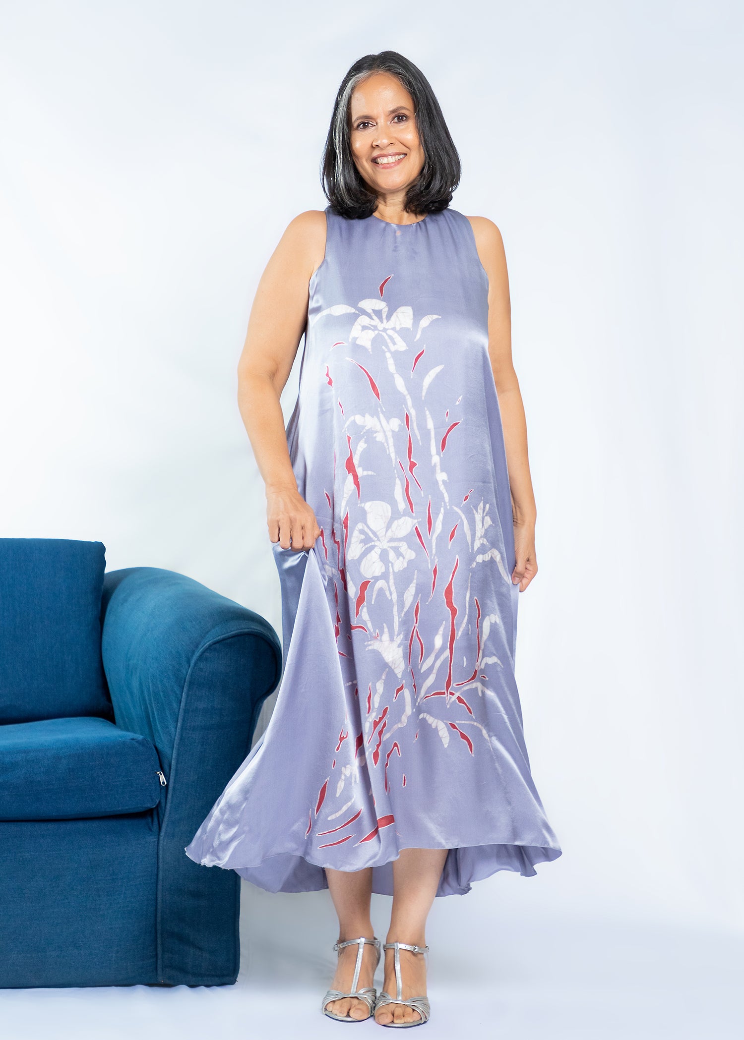Bella Flared Batik Silk Dress