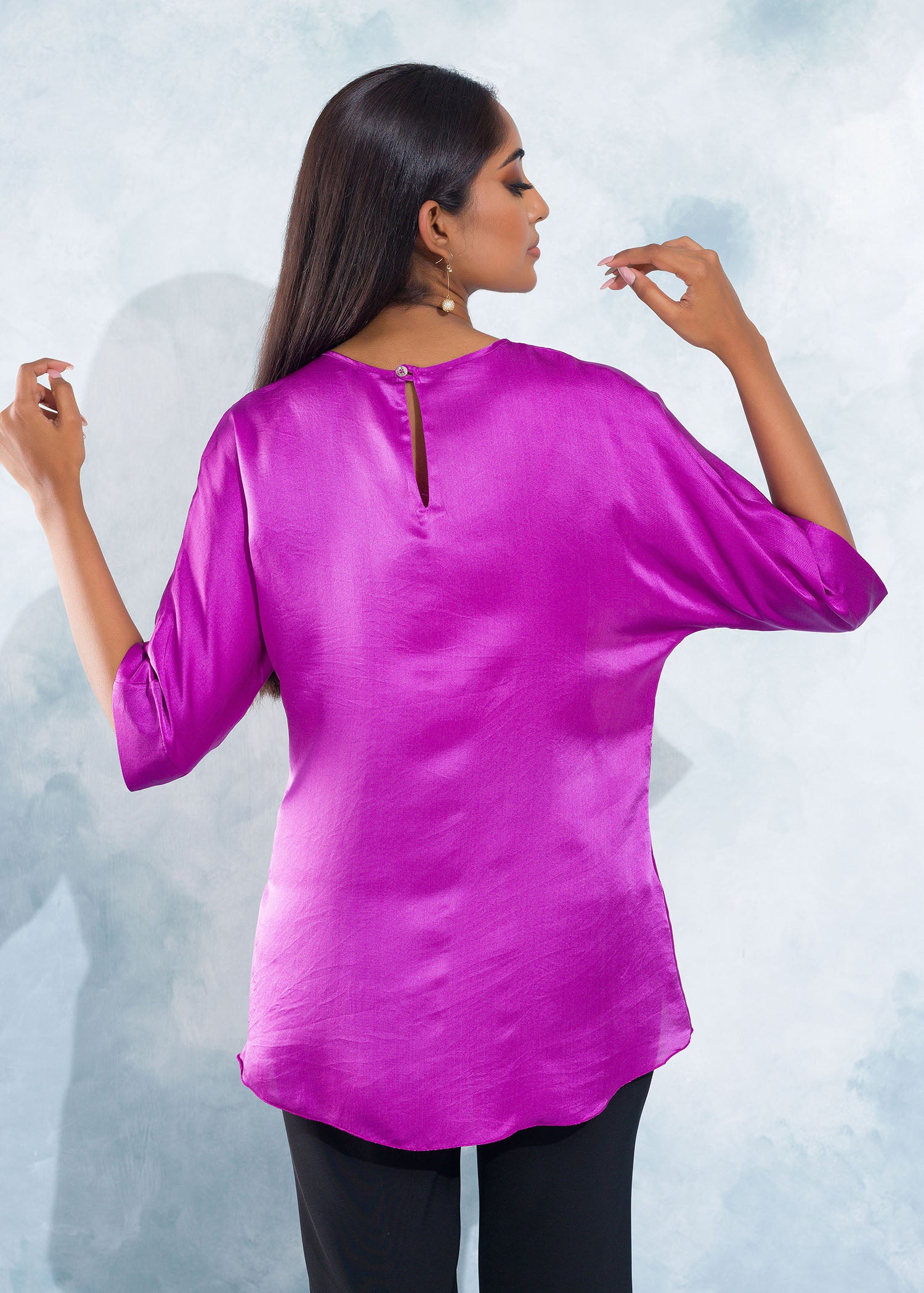Premium Silk Batik Top (Purple)