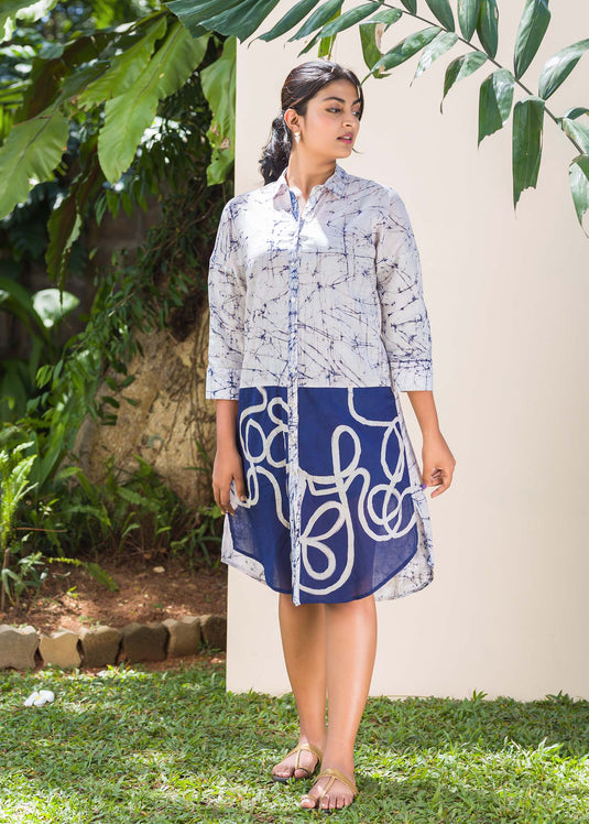 Batik shirt dress