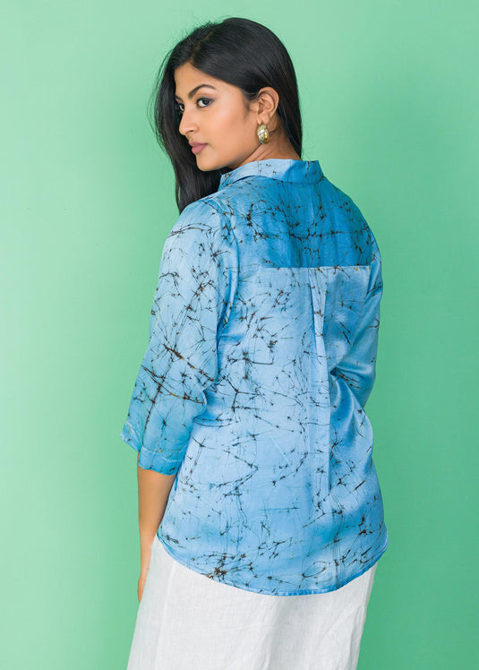 floral detailed Mandarin collerd blouse