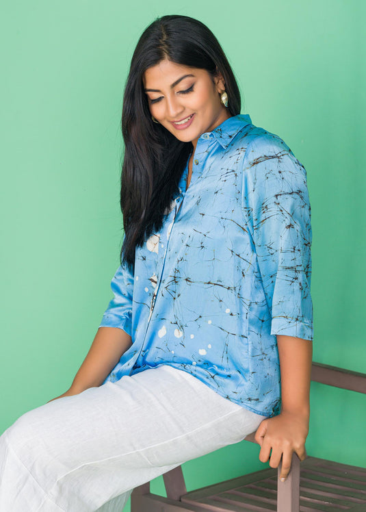 floral detailed Mandarin collerd blouse
