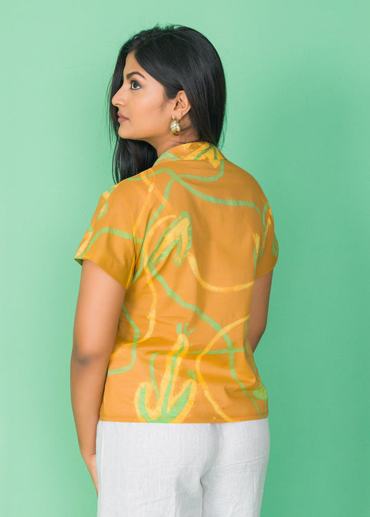 Cactus detaild short sleeved Batik shirt