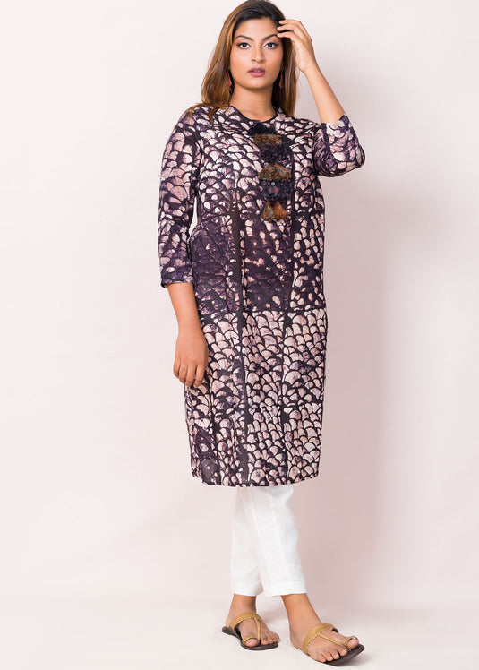 Front Tie-Up Detailed Kurti (Purple)