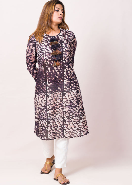 Front Tie-Up Detailed Kurti (Purple)